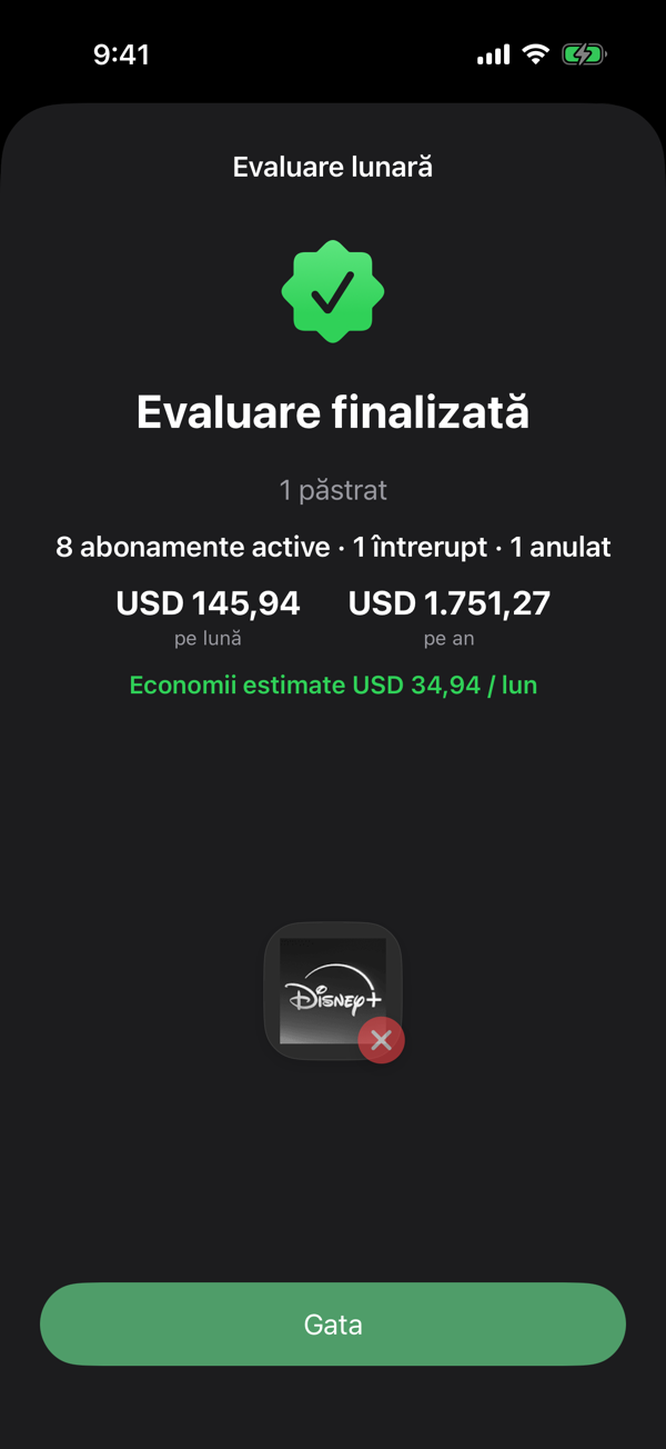 Rezumatul „Revizuire finalizată” din Revizuirea lunară Driften, cu abonamentele revizuite